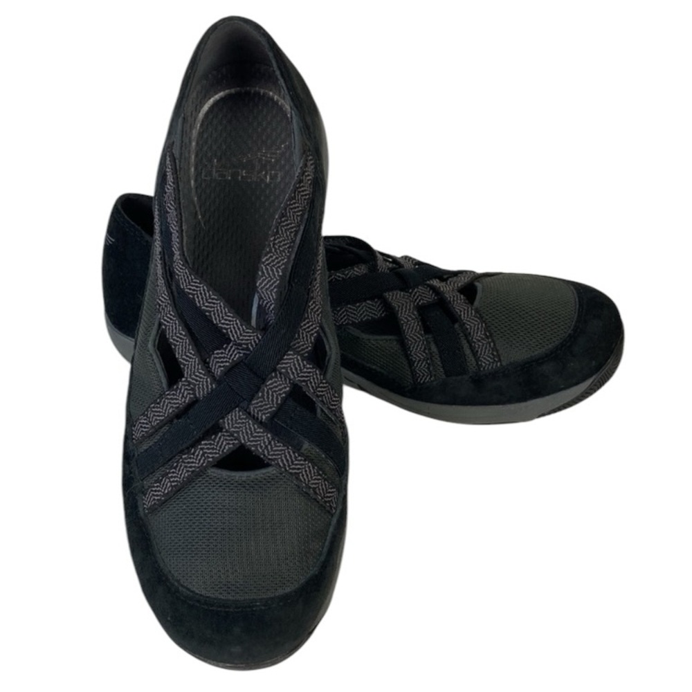 EUC Dansko Black Suede & Fabric Slip On Sneaker